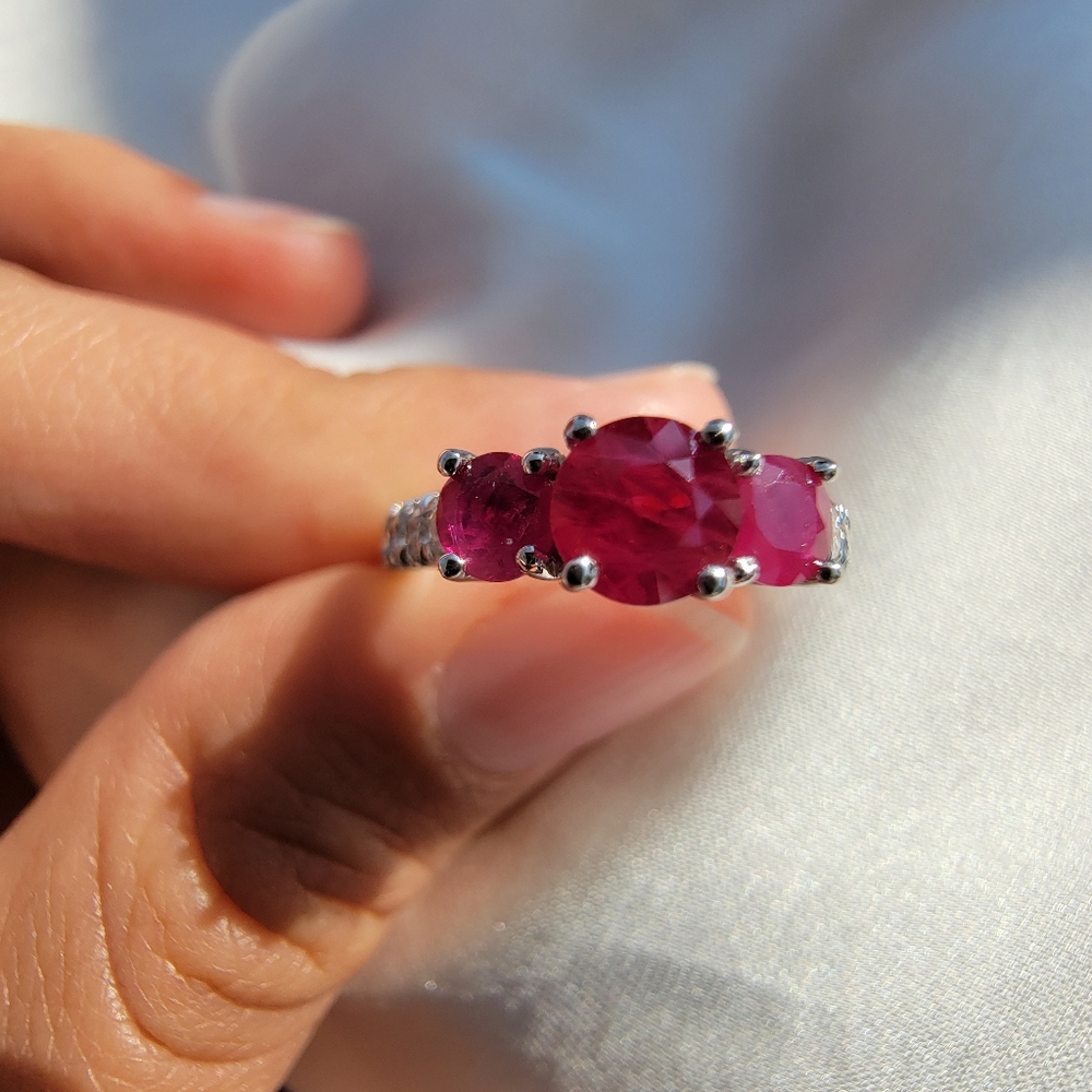 Ruby & Diamond 14k White Gold Ring - image 1